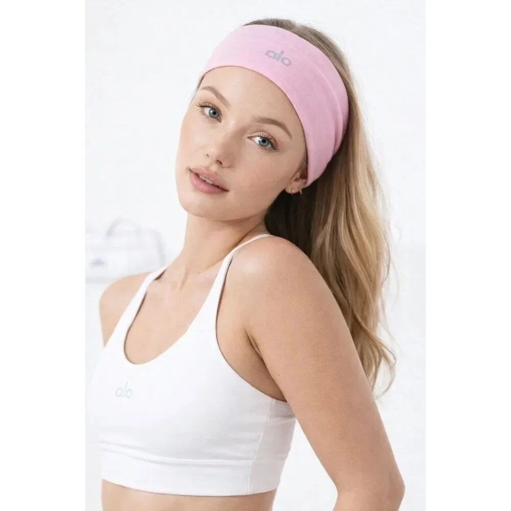 NWT Alo Yoga Pink Performance Conquer Headband Airlift Alosoft Gym Yoga